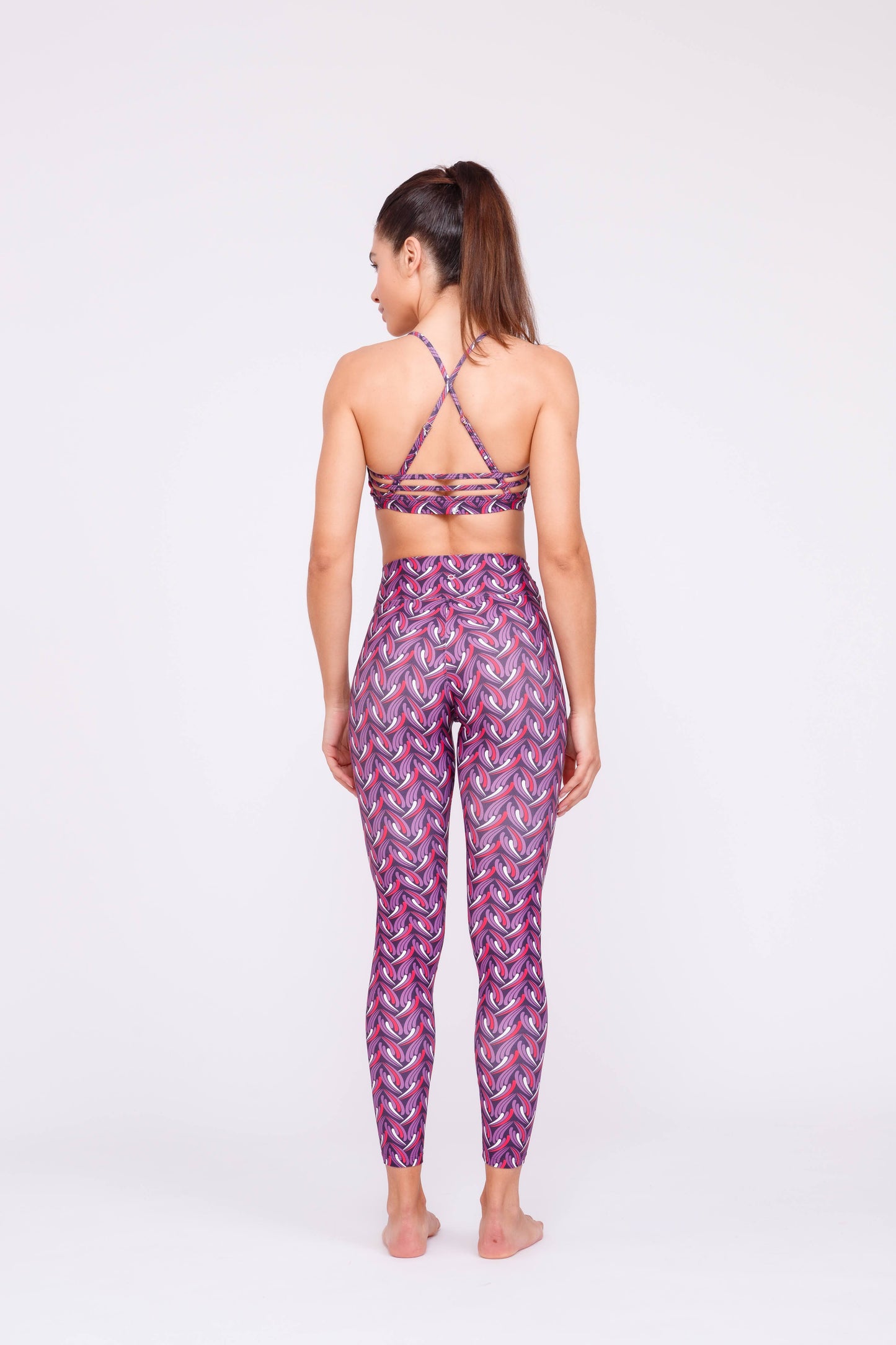 Fuschia Facet High waist Full length leggings