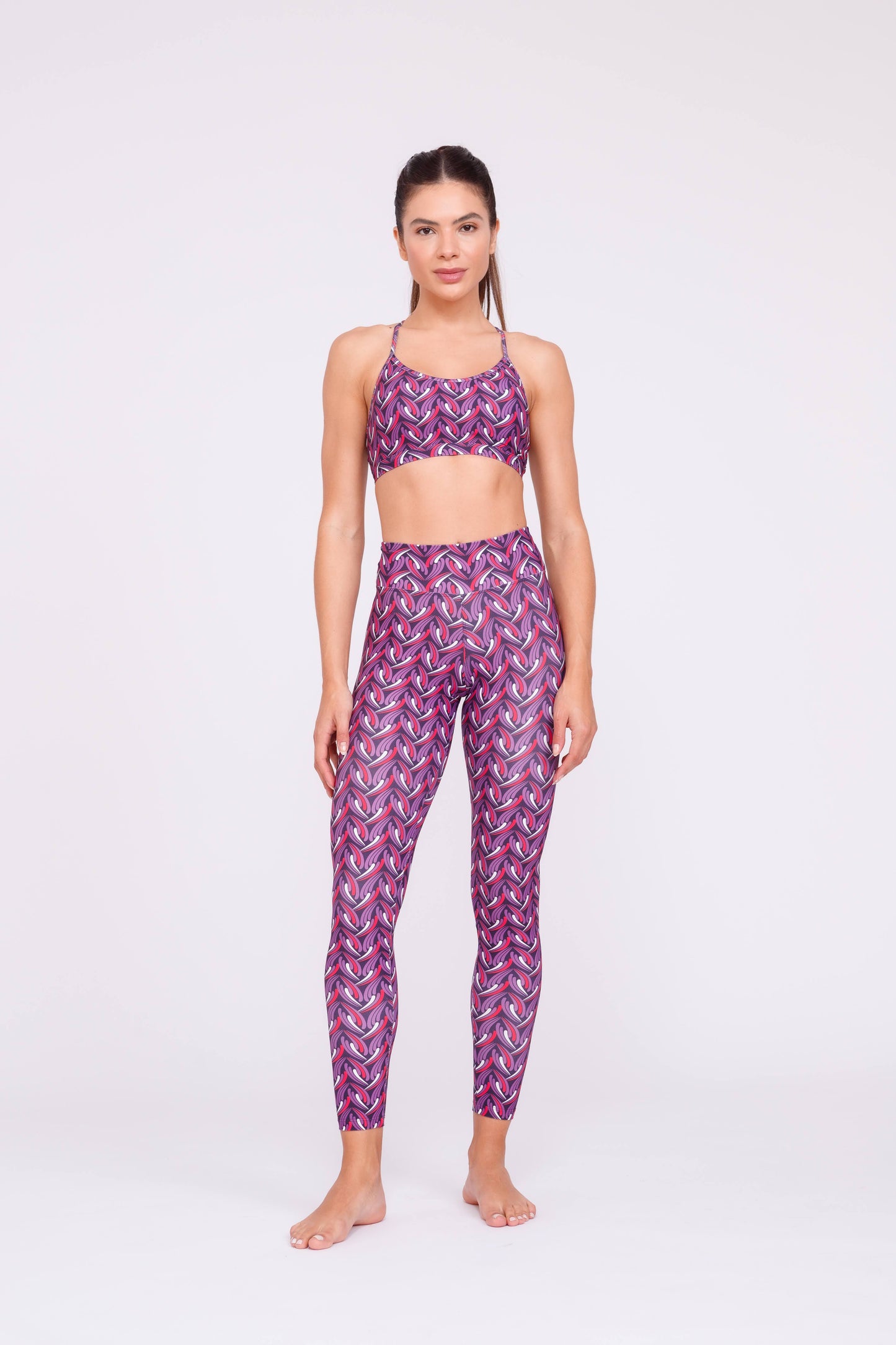 Fuschia Facet High waist Full length leggings