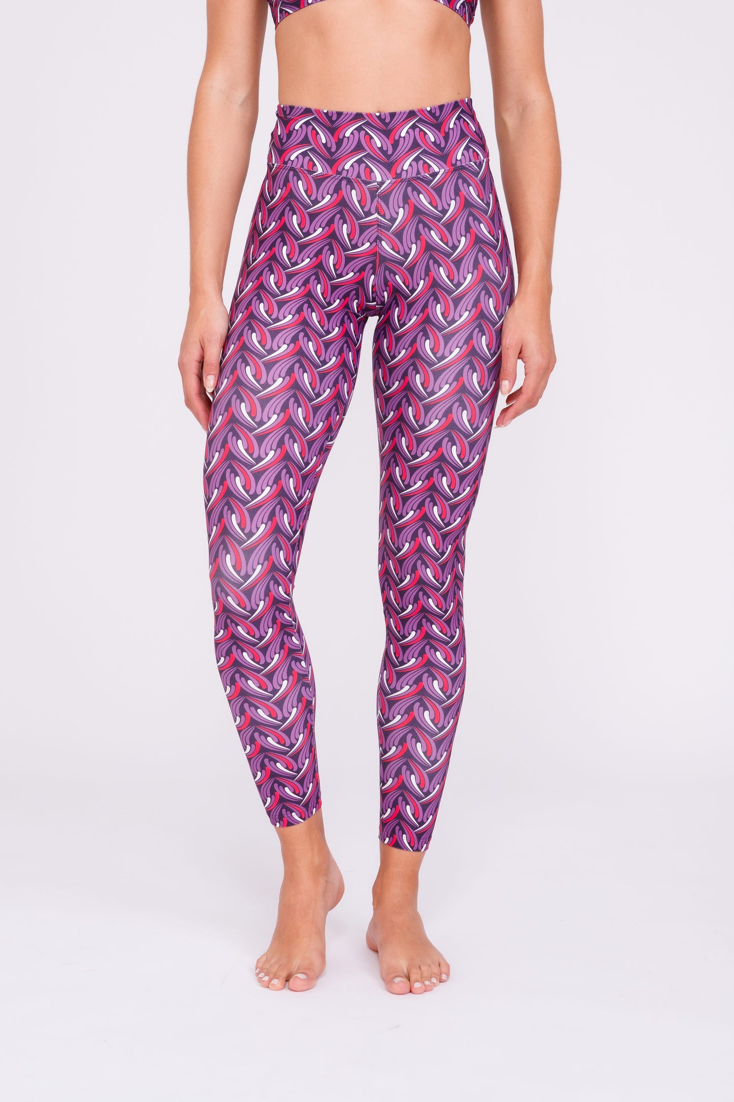 Fuschia Facet High waist Full length leggings