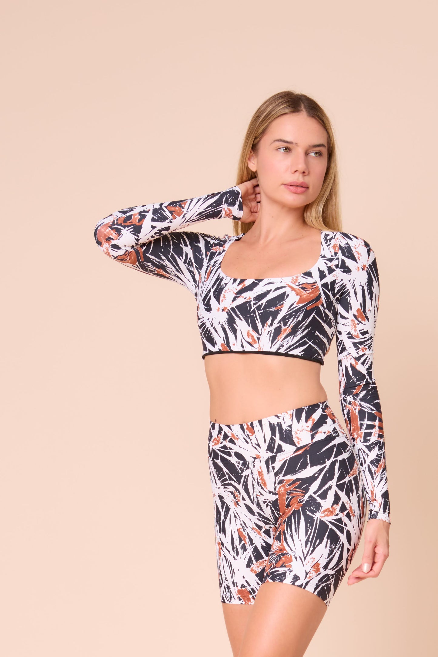 Tropical Dawn Cropped Top Long Sleeves