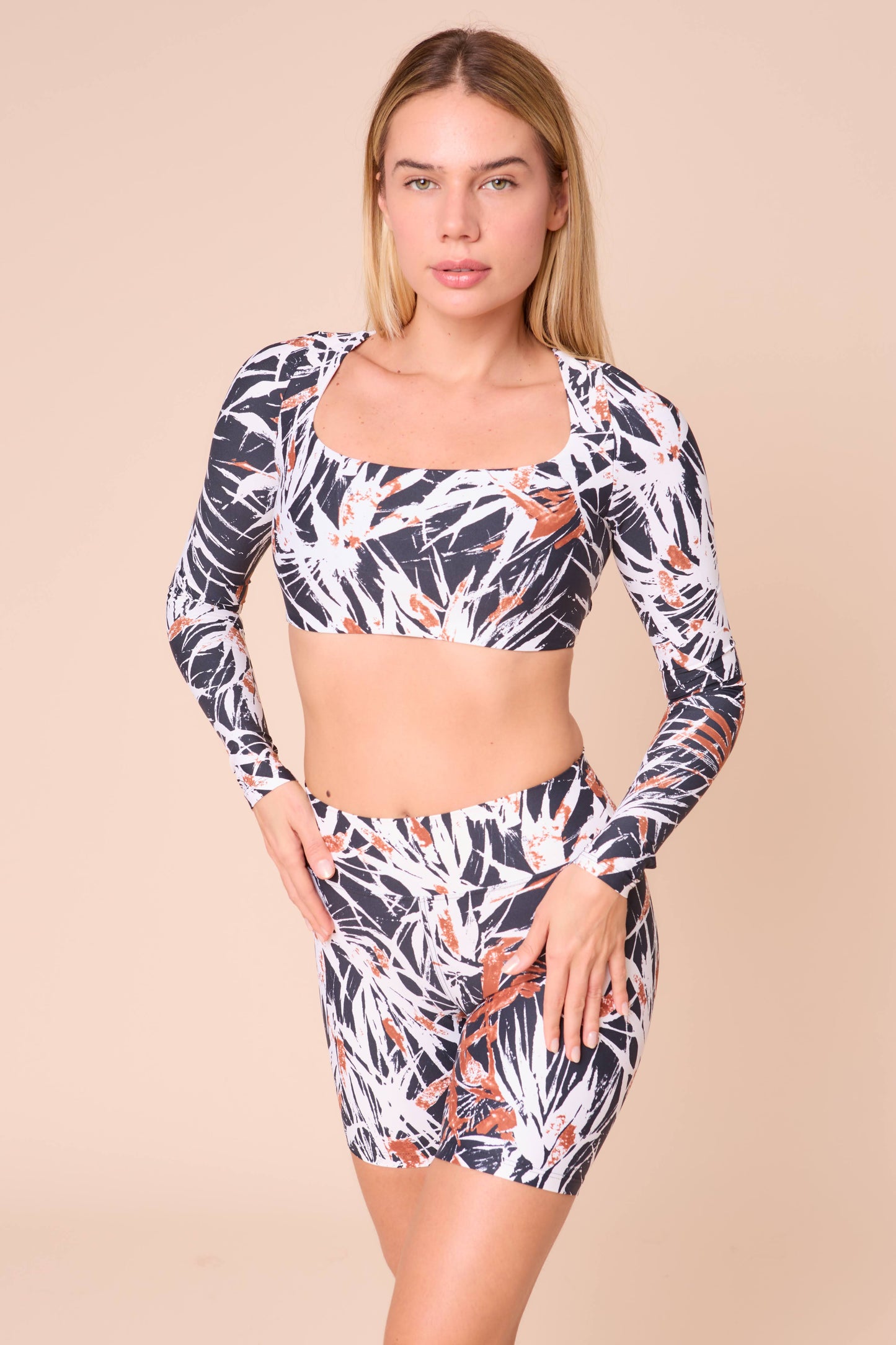 Tropical Dawn Cropped Top Long Sleeves