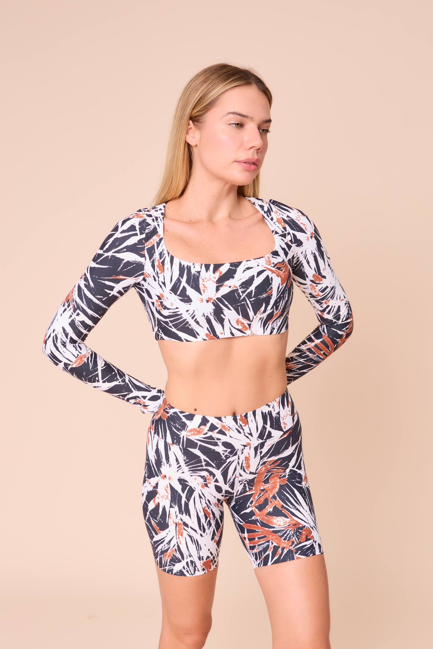 Tropical Dawn Cropped Top Long Sleeves