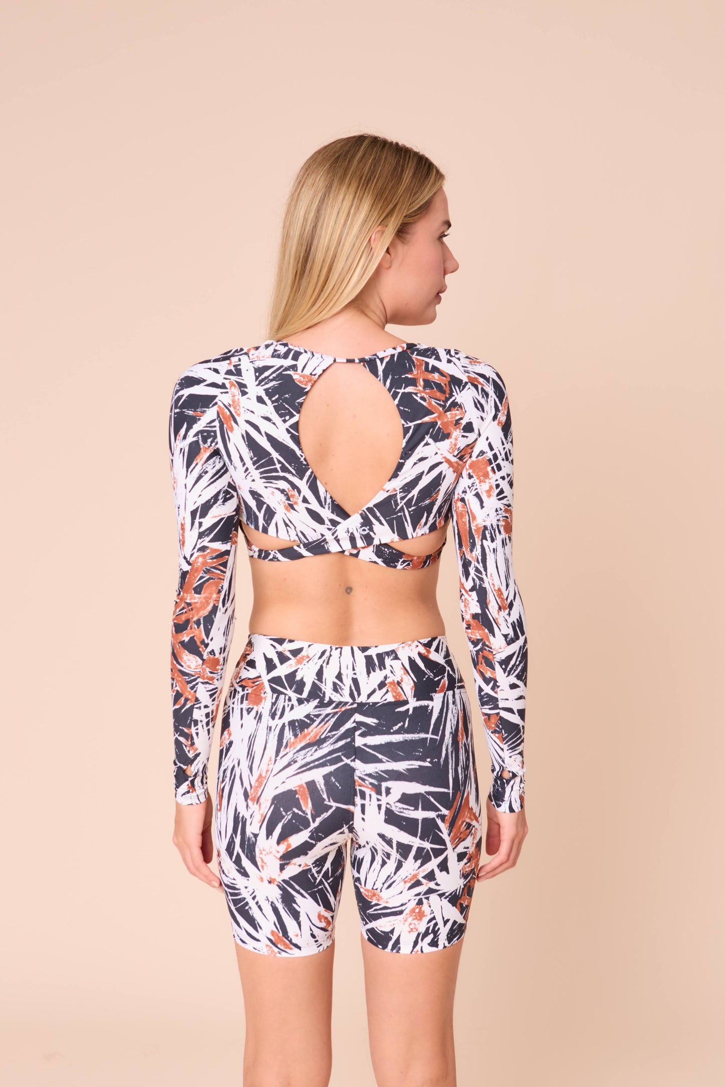 Tropical Dawn Cropped Top Long Sleeves